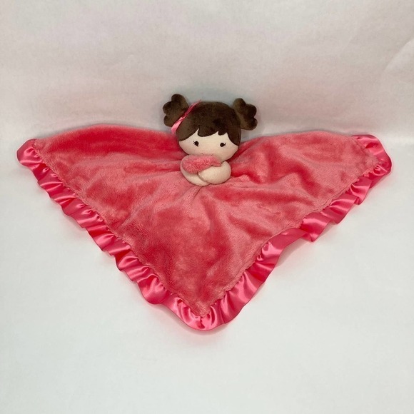 carter's Little Girl Pink Lovey Rattle Security Blanket Ruffle Satin Lined 14" - Picture 3 of 17